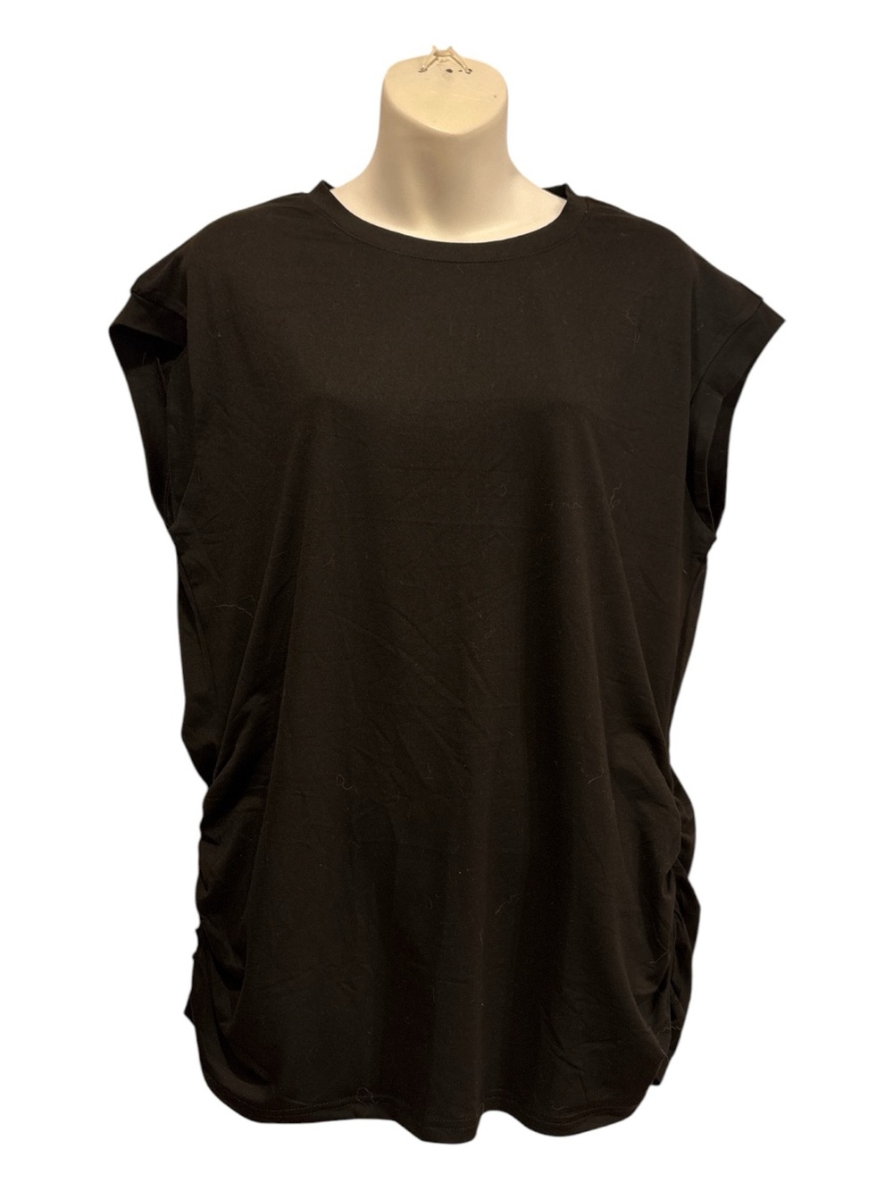 Black Sleeveless Ruched Side Tank Top size large